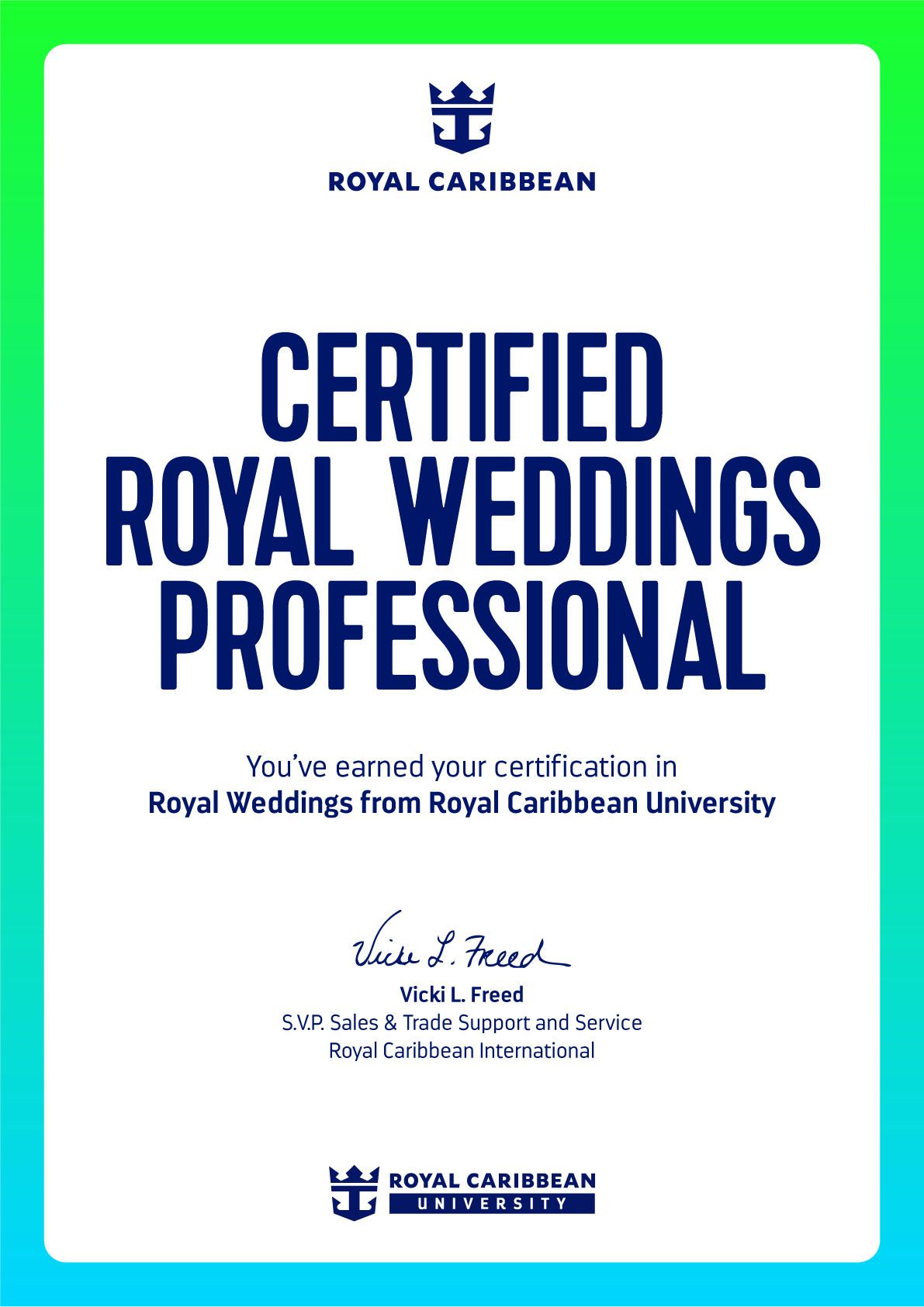 Certified Royal Weddings Professional credential