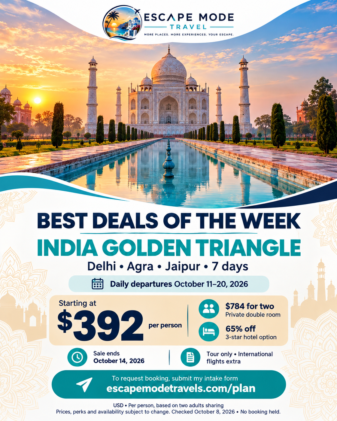 INDIA GOLDEN TRIANGLE promotional offer