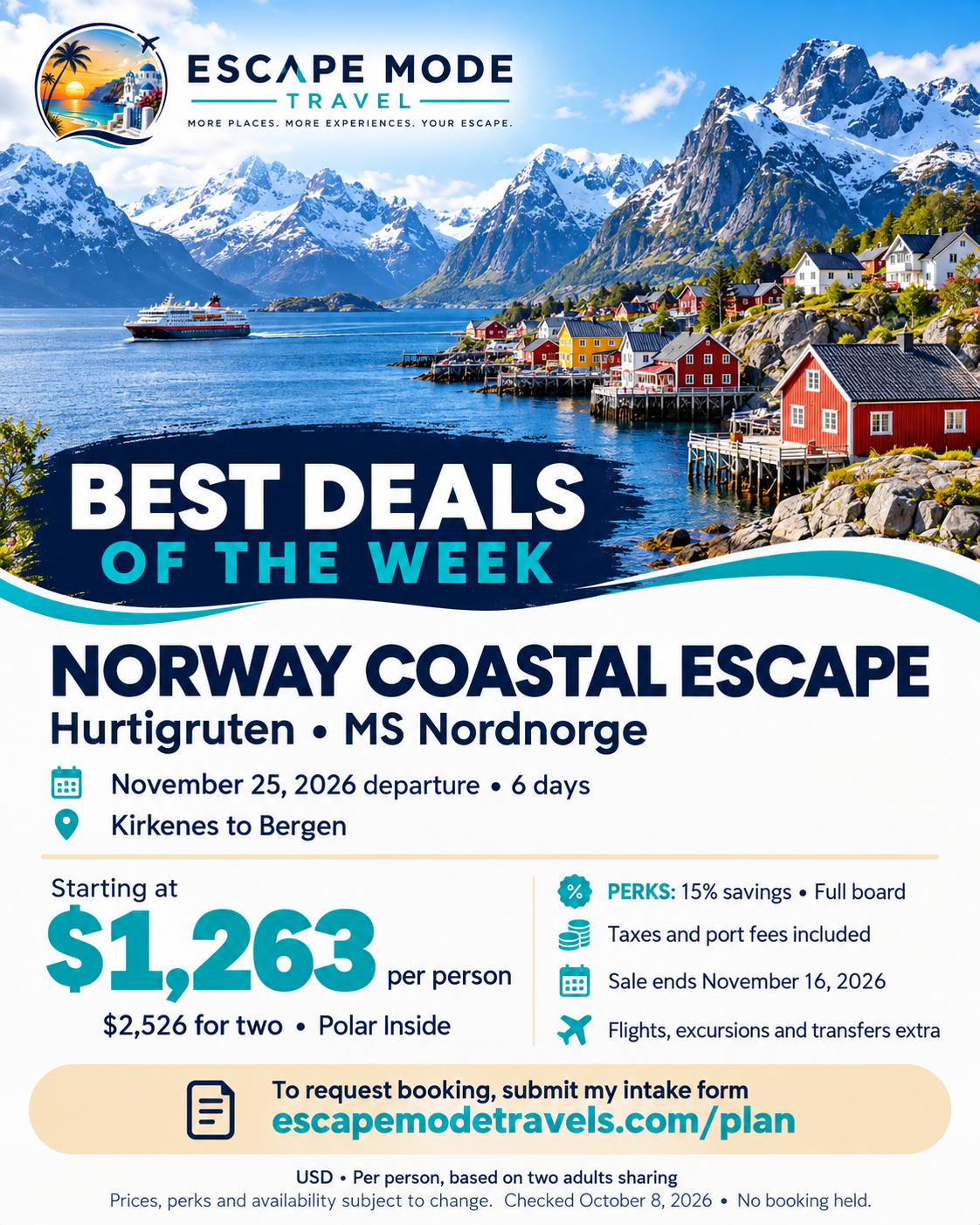 NORWAY COASTAL ESCAPE promotional offer