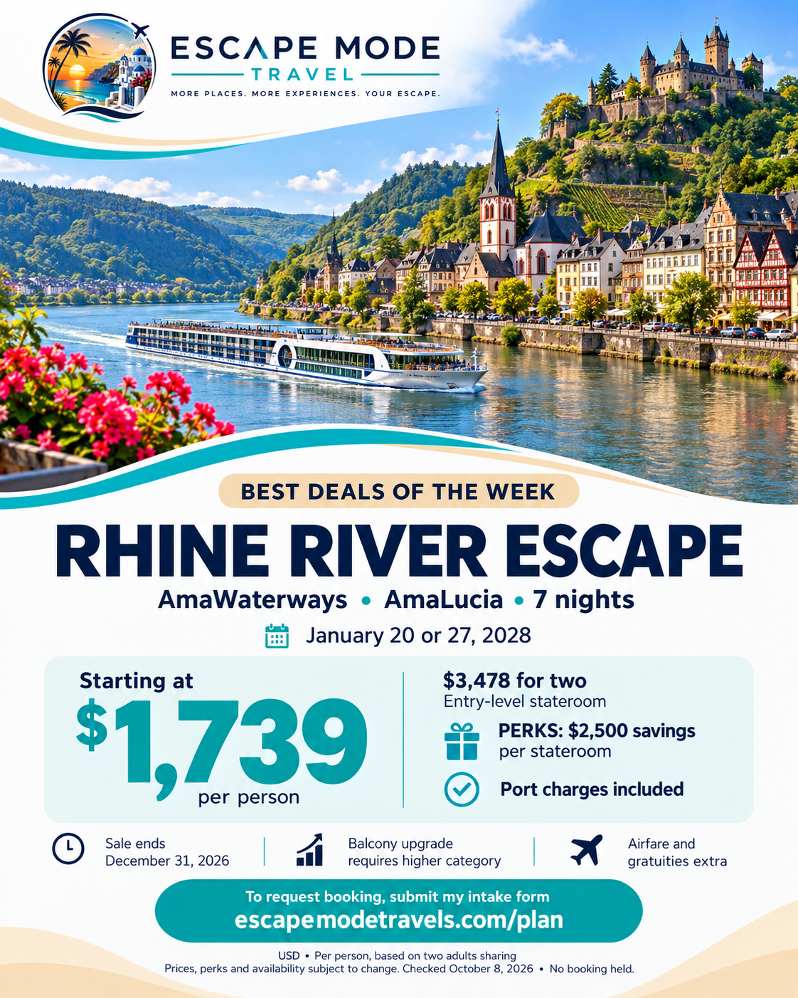 RHINE RIVER ESCAPE promotional offer