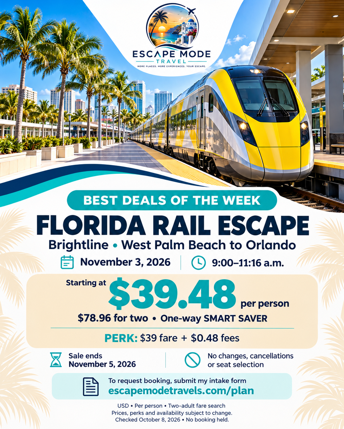 FLORIDA RAIL ESCAPE promotional offer